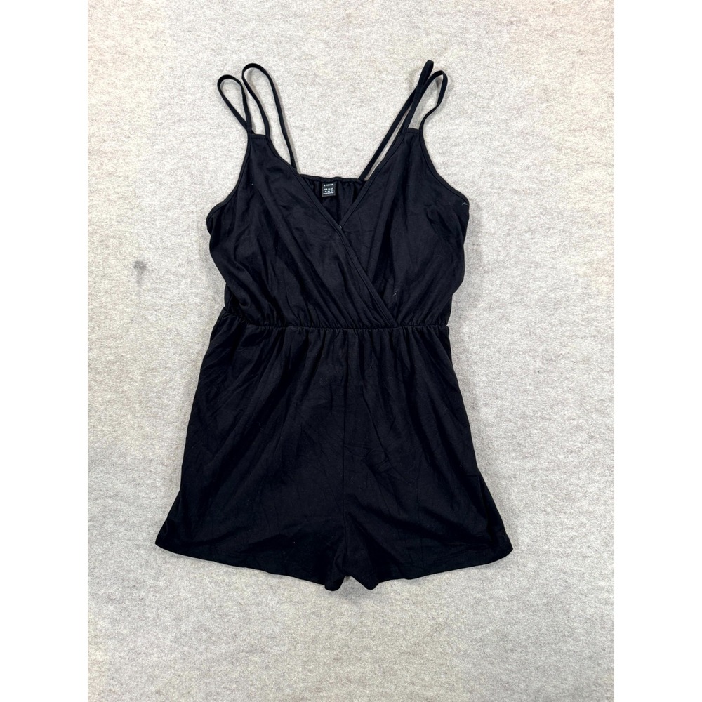 Shein Essnce Surplice Neck Double Strap Cami Romper Womens 12 Black Cotton Party